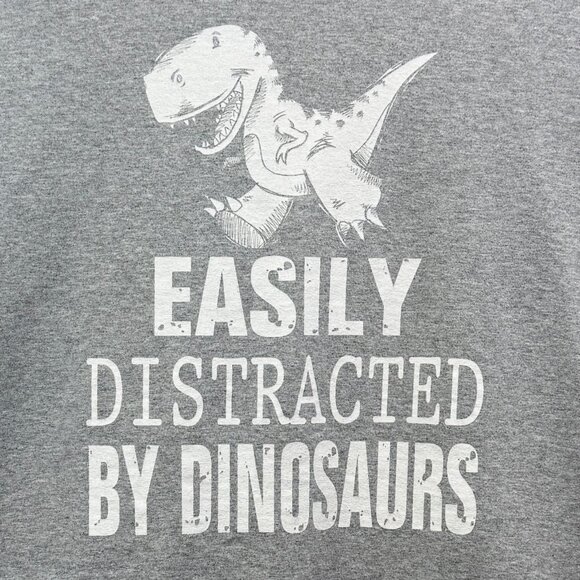 T-Rex Easily Distracted By Dinosaurs Tee Women XL Gray Gildan Ultra Cotton - Picture 2 of 7
